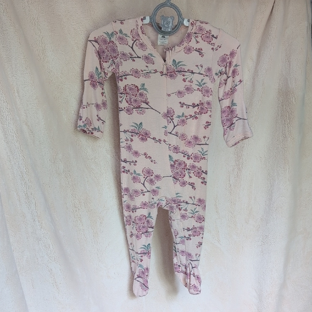 Kate Quinn 0-3 Sleeper - Pink Cherry Blossom Floral Footie